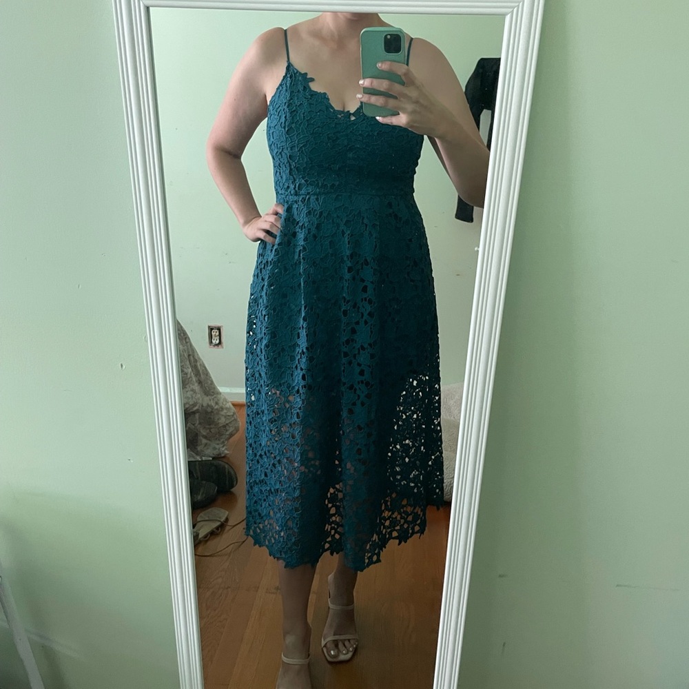 ASTR the Label Teal Lace Midi Dress